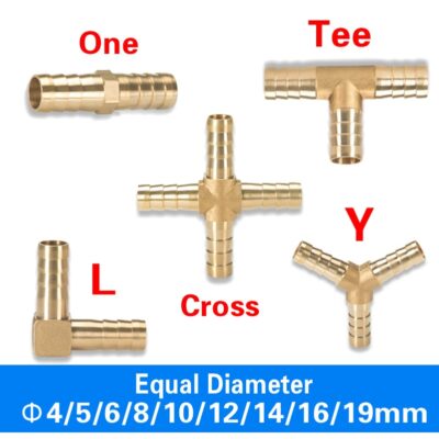 Brass Barb Pipe Fitting 2 3 4 Way Connector For 4mm 5mm 6mm 8mm 10mm 12mm 16mm 19mm Hose