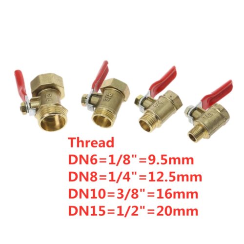 Small Ball Valve 1/8" 1/4'' 3/8'' 1/2'' Female/Male Thread Valve Connector